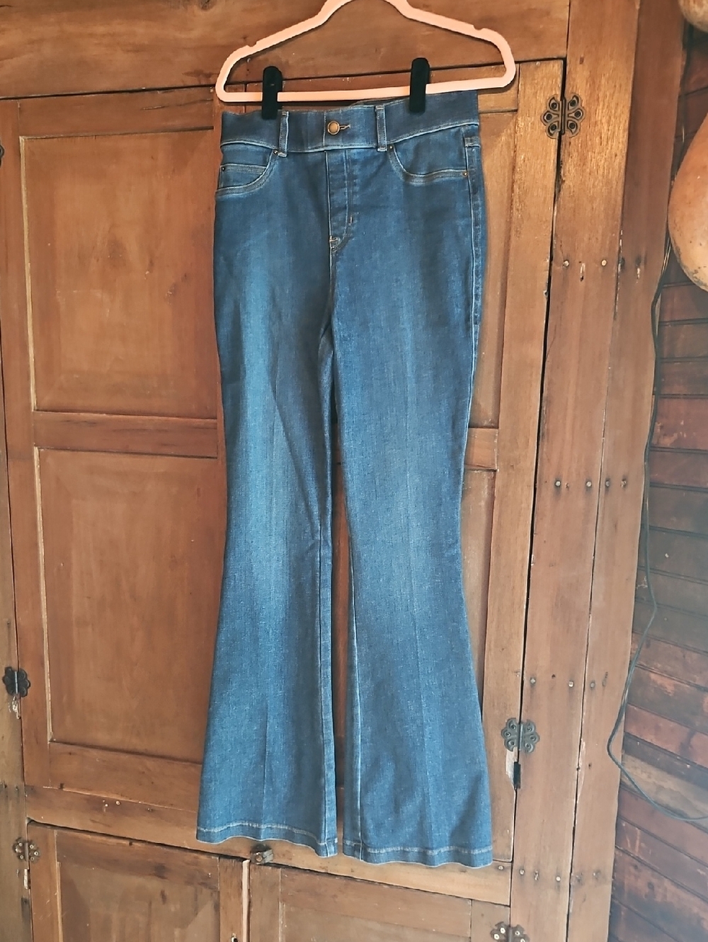 SPANX Midwash Flare Jeans  Faux Front For Smooth Look, Rear Pockets Only